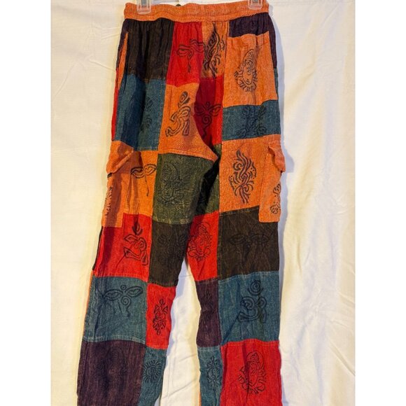 Rising Boho Patchwork Pants Womens Large Distressed Boho Hippie Shabby Chic Fair - Picture 4 of 4